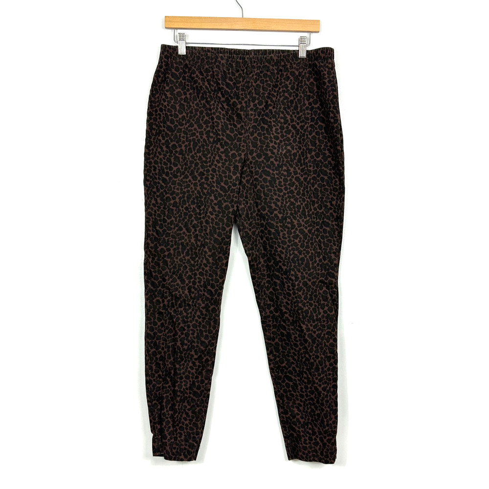 Faded Glory‎ Jogger Pants Womens XLarge Brown Black Leopard Print Stretch Waist